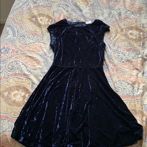 Crushed blue velvet dress